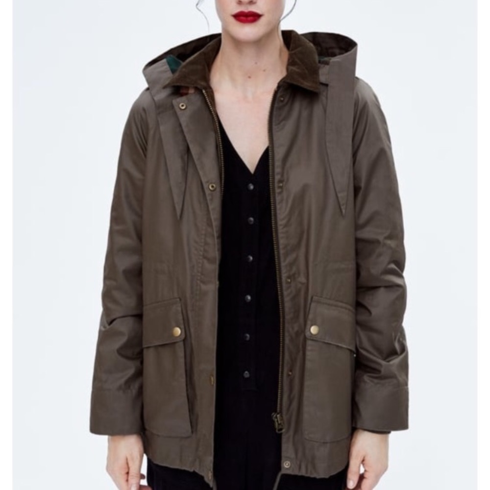 Zara wax effect windbreaker winter coat